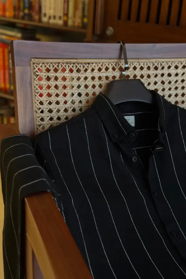 New Black With White Single Stripe
