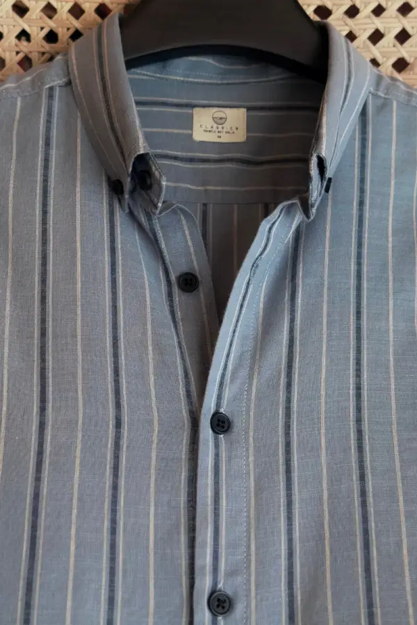Steel Blue With Navy White Stripe
