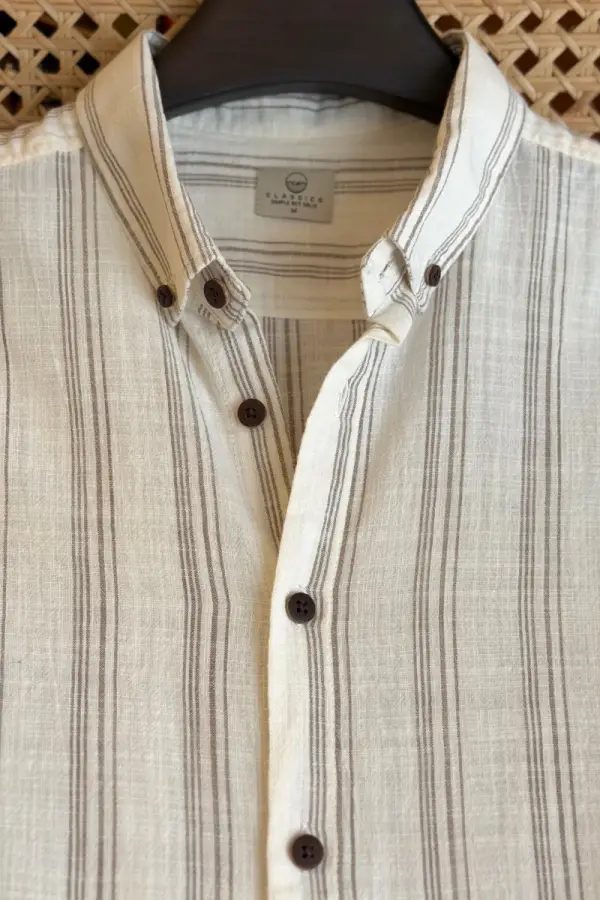 Off white With Taupe Stripe