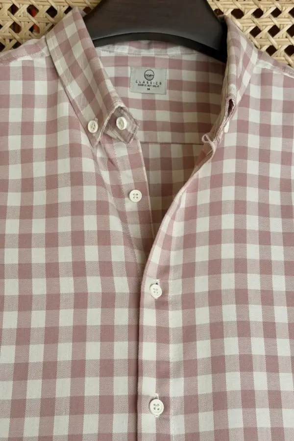 Dusty Rose & Off White Gingham Check