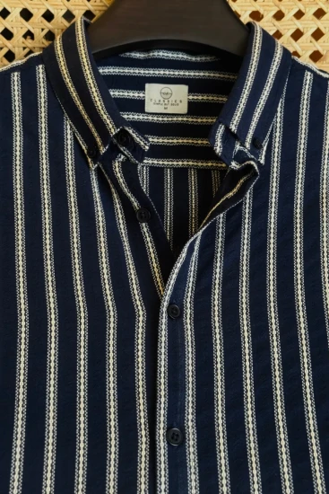 Navy Textured Stripe