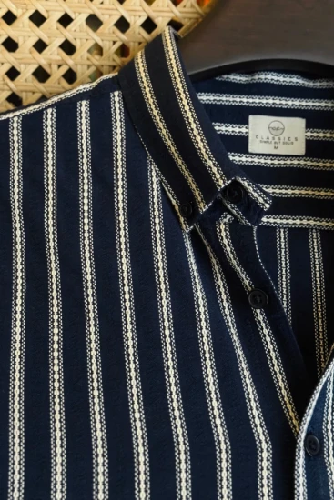 Navy Textured Stripe