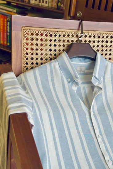 Soft Sky Blue With White Stripe