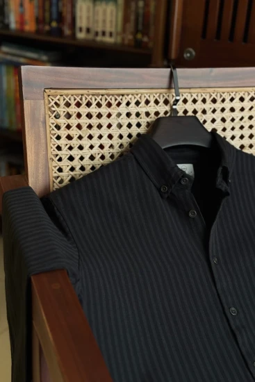 Charcoal Black with Subtle Vertical Pinstripes