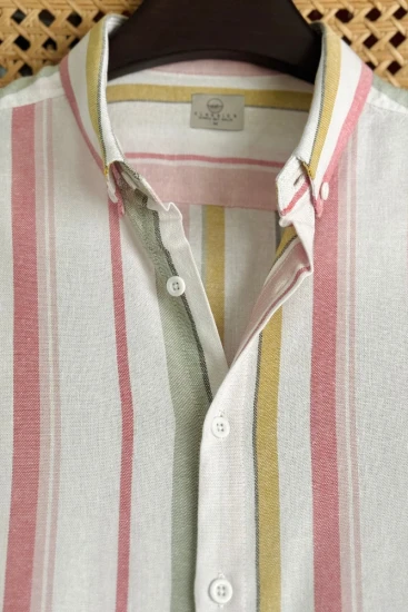 White with Multi Colour Stripe