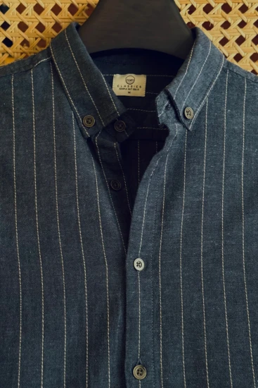 Indigo Blue with Brown Stripe