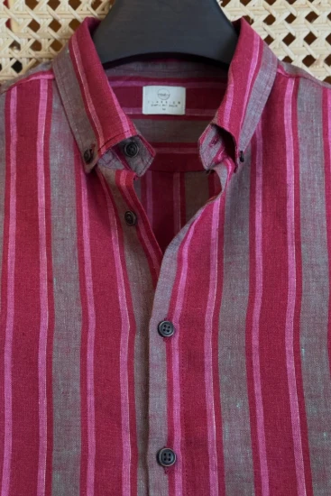 Muted Maroon With Deep Olive Stripe