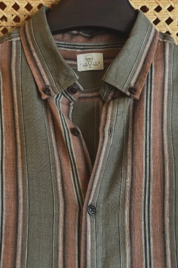 Muted Olive With Burnt Copper Stripe