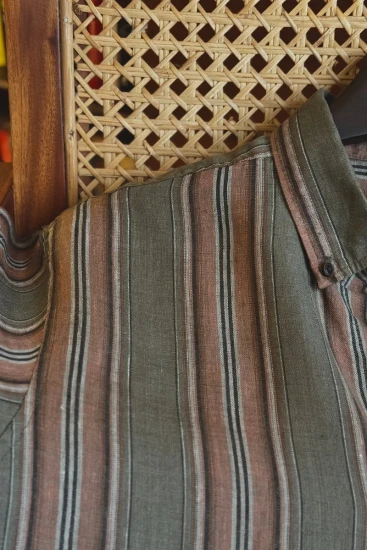 Muted Olive With Burnt Copper Stripe