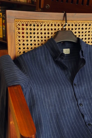 Navy Blue With Soft Blue Stripe