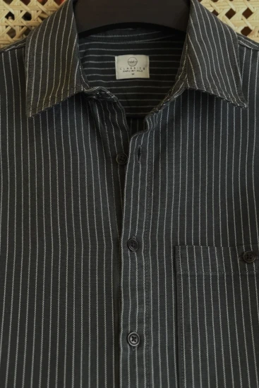 Charcoal Grey with Beige Stripe Winter Shirt