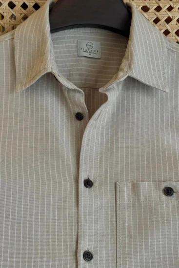 Cream Beige with White Stripe Winter Shirt