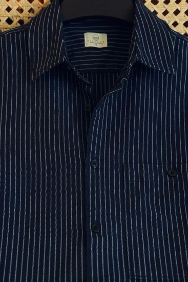 Navy with White Stripe Winter Shirt