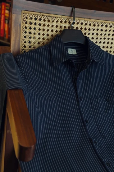 Navy with White Stripe Winter Shirt