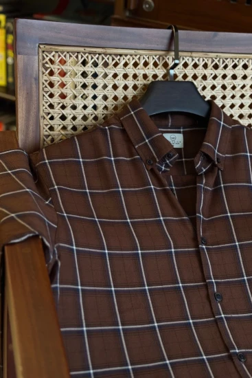 Chocolate Brown With White Navy Checks