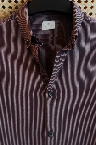 Dark Maroon With Beige Pinstripes