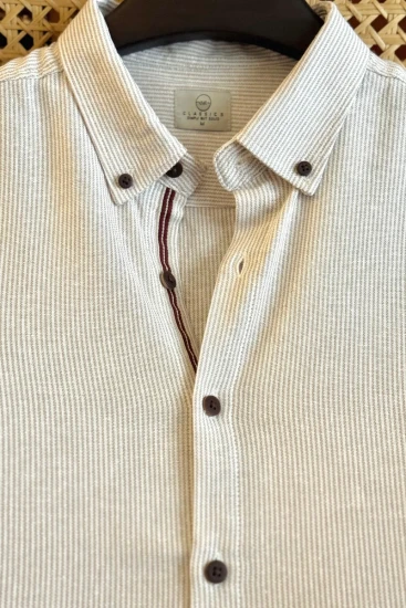 Khaki Beige With White Pinstripes