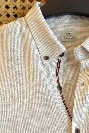 Khaki Beige With White Pinstripes