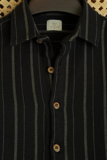 Black With Deep Olive Stripe Winter Shirt