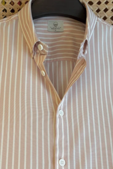 Soft Blush Pink With White Vertical Stripes Shirt
