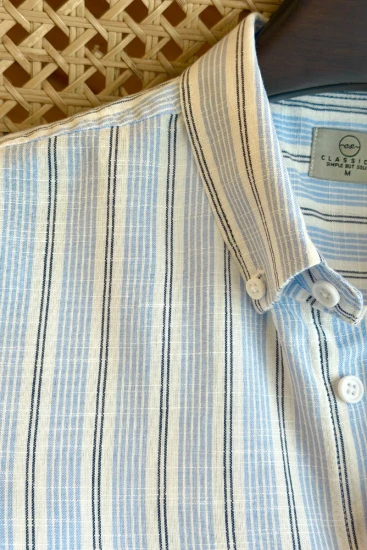 Light Blue & White With Deep Navy Stripes Shirt