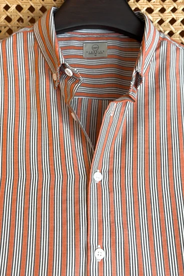 Rust Orange with White-Black Stripes Shirt