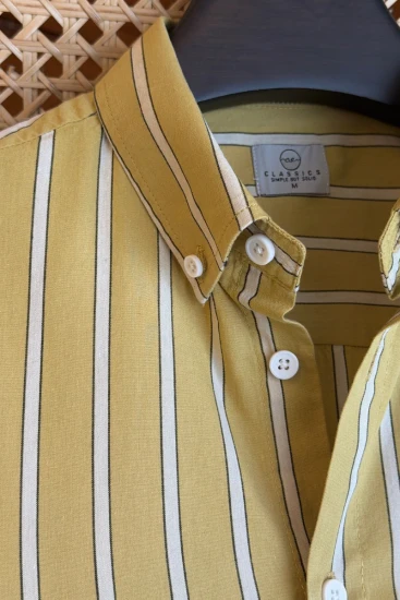 Mustard Yellow & Off-White Stripe Shirt