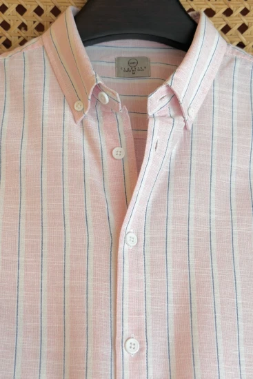 Soft Blush Pink-White & Blue Pinstripe Shirt