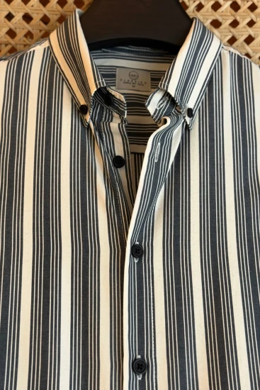 Off-White with Charcoal Black Stripe Shirt