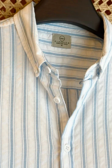 Sky Blue & White Stripe Shirt