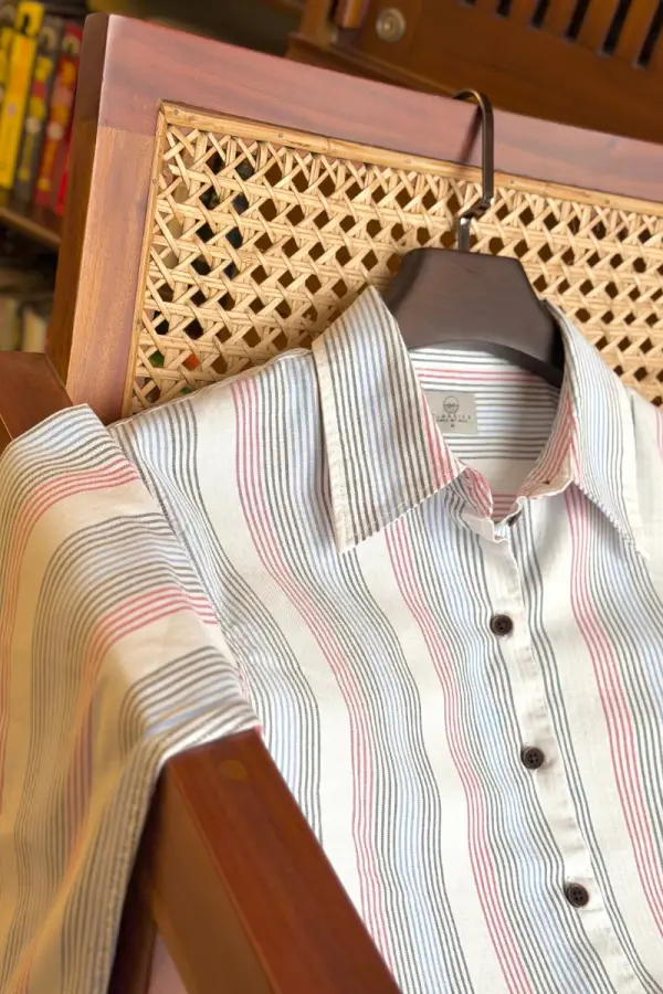 White With Multi Stripe