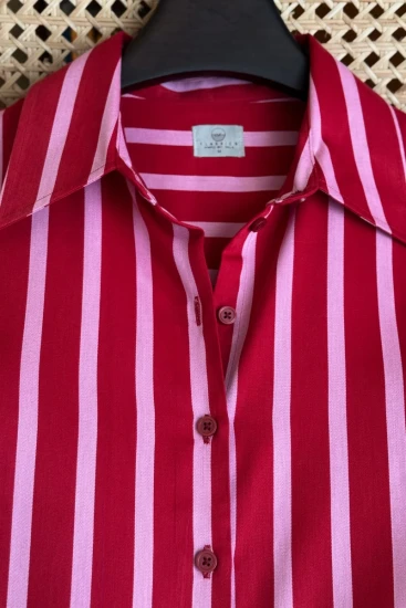 Red With Plum Purple Stripe