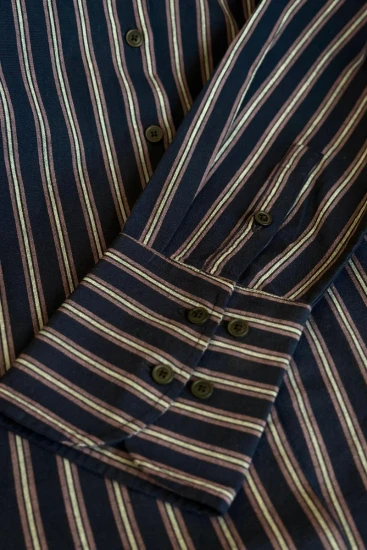 Deep Navy Blue With Mauve Stripes