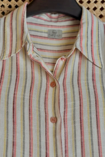 White with multi color stripe